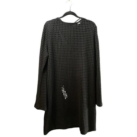 NWT Mango Black Long Sleeves Mesh Cotton Mini Dress Size 12 - Picture 6 of 7